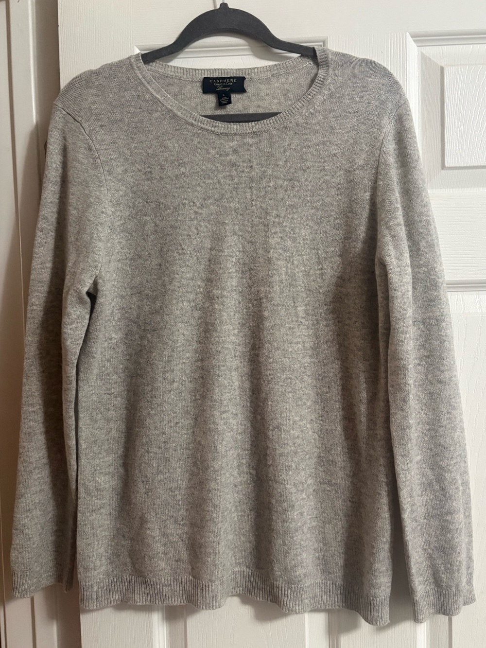 100% cashmere charter club luxury gray pullover sweater quiet luxury fall L